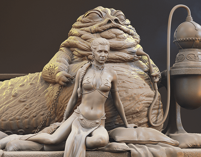 "Jabba's Captive: 3D Garage Kit Diorama featuring Leia"